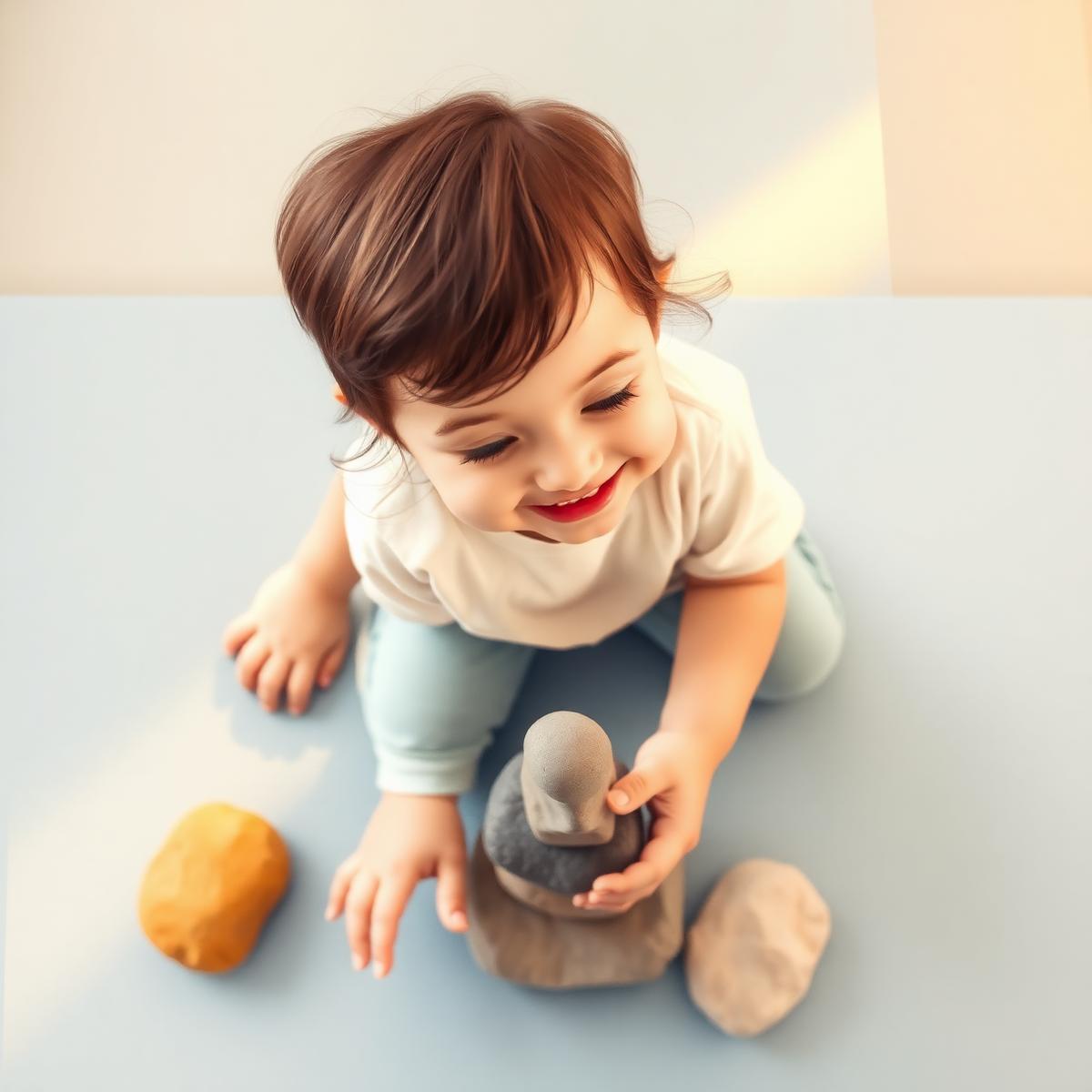 Criança brincando com objetos sensoriais
